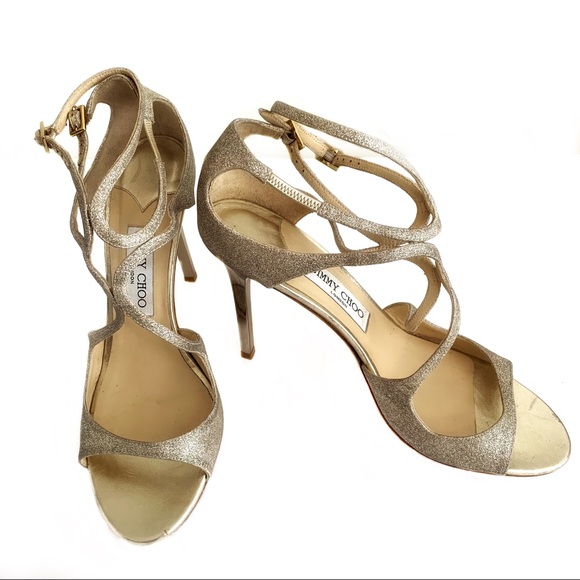 Jimmy Choo Shoes - Jimmy Choo Lang Gold Glitter Sandal #654